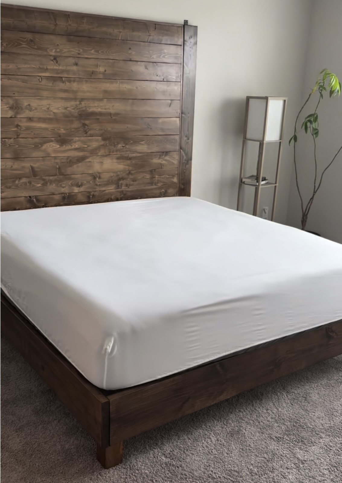 Custom wood headboard and bed frame